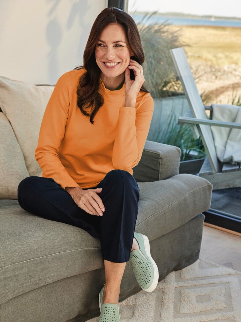 Stehkragen-Shirt Pfirsichweich Orange