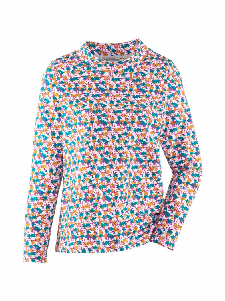 Stehkragen-Shirt Pfirsichweich Mint gemustert