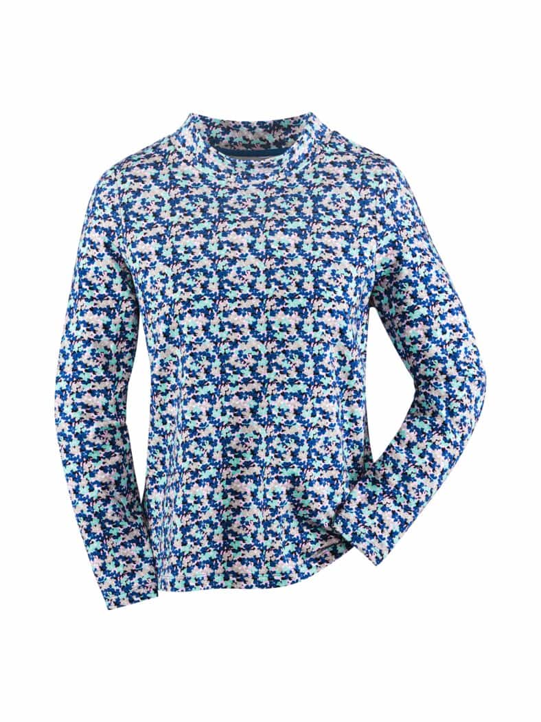 Stehkragen-Shirt Pfirsichweich Mint bedruck