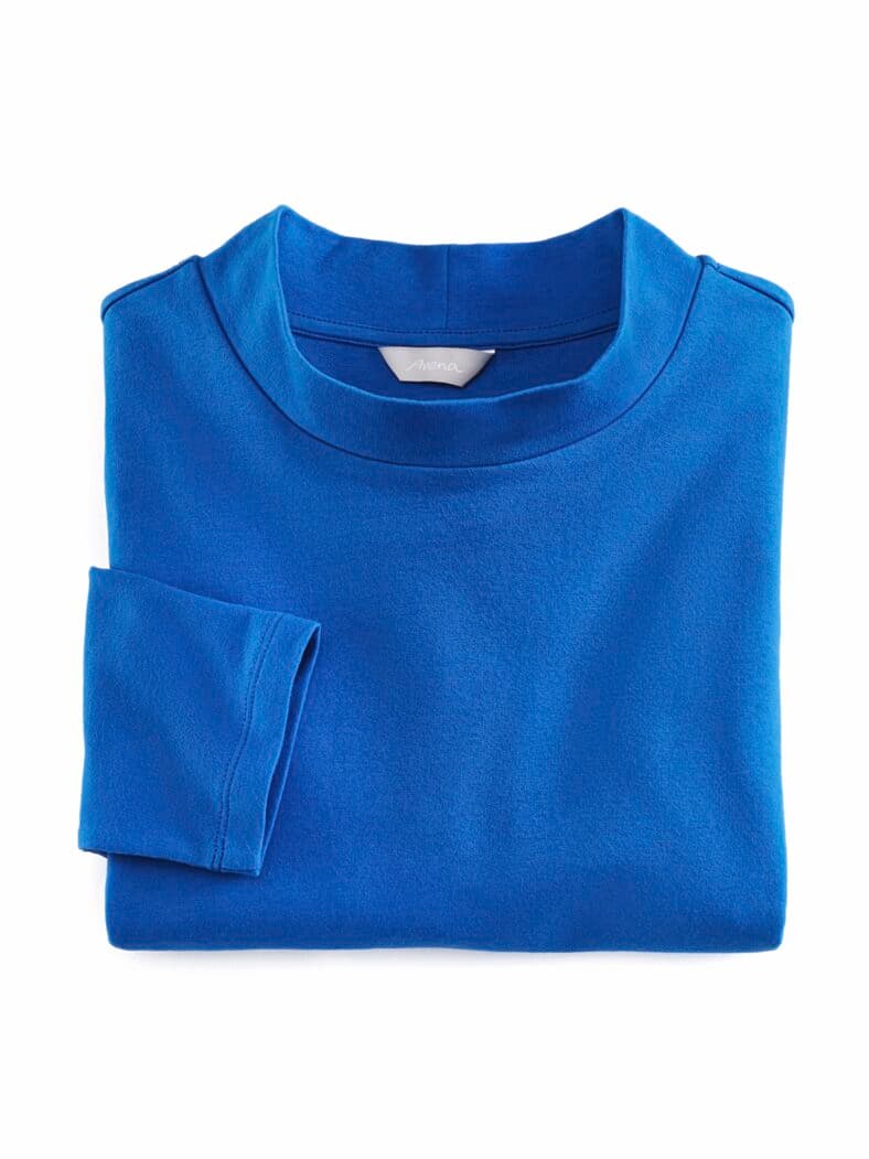 Stehkragen-Shirt Pfirsichweich Royal Blau