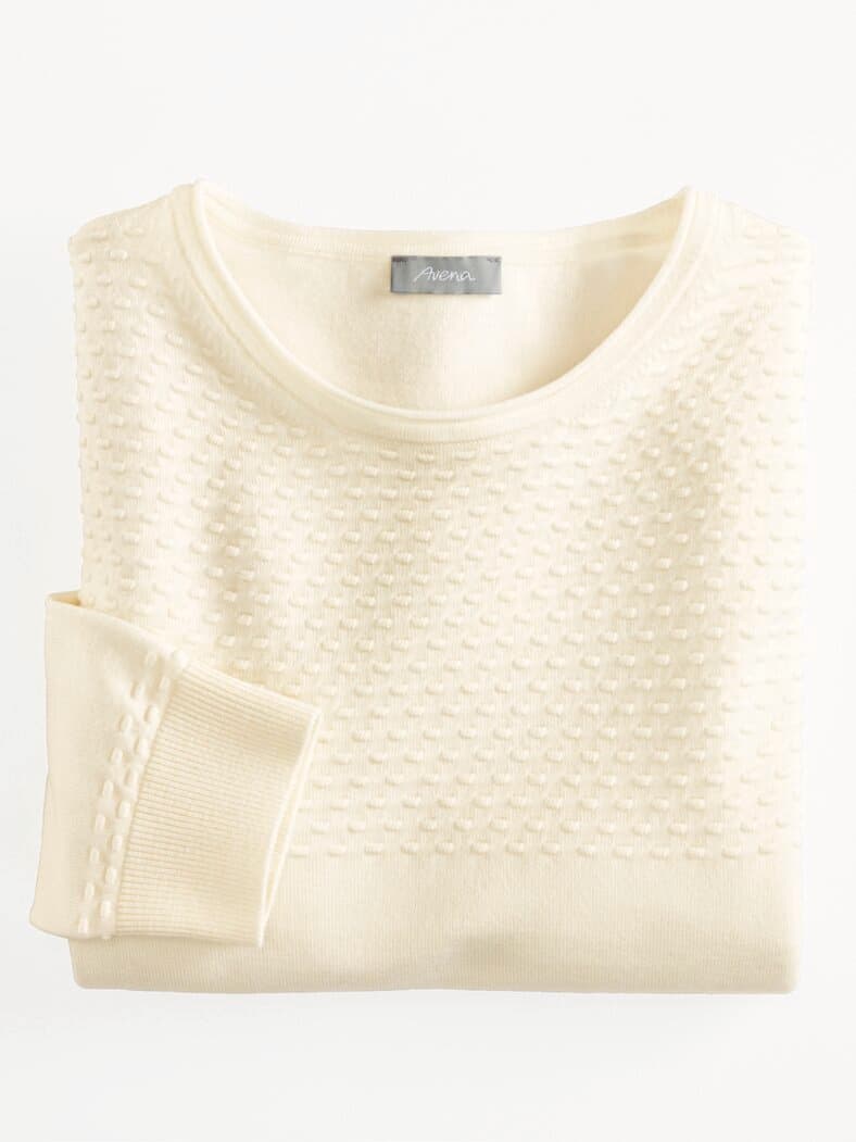Struktur-Pullover Viskose-Mix Offwhite