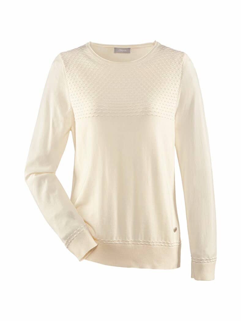 Struktur-Pullover Viskose-Mix Offwhite