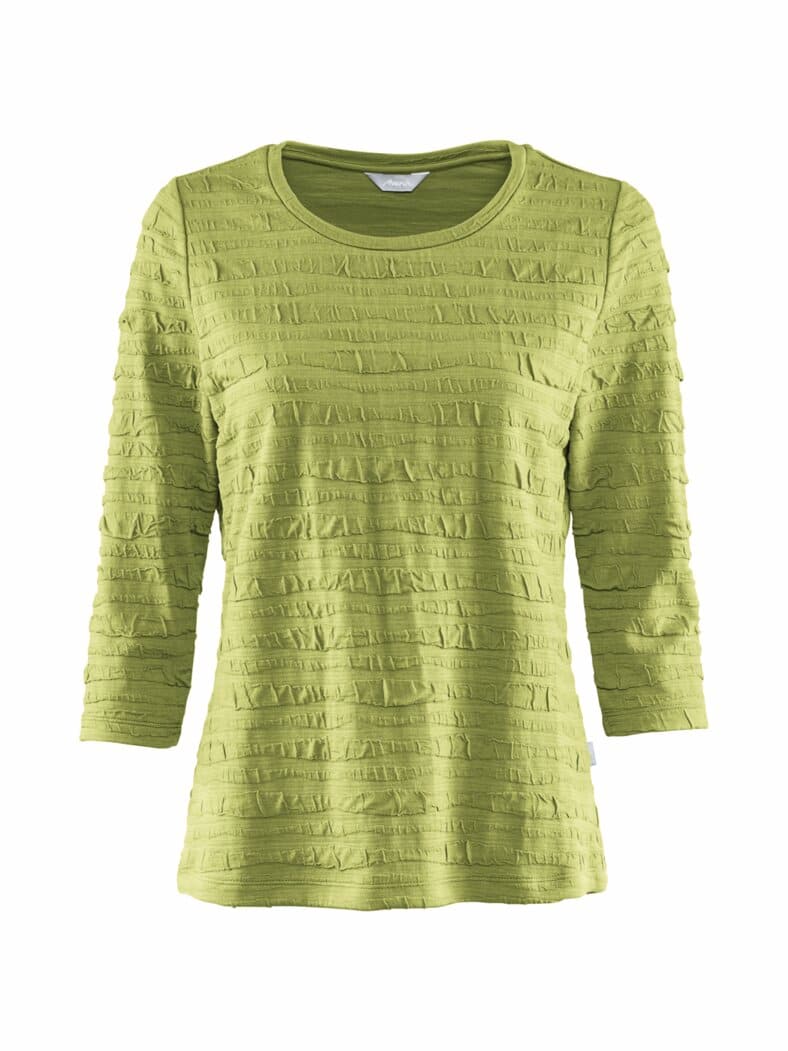 Rundhals-Shirt Strukturmuster Pistazie