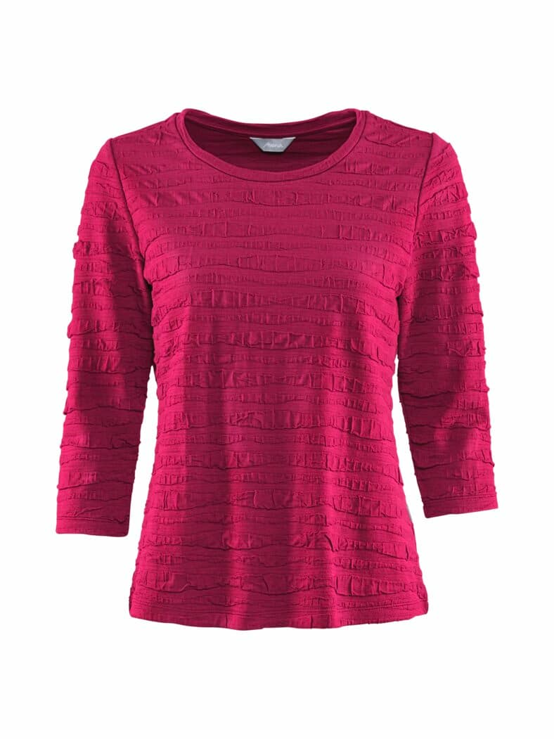 Rundhals-Shirt Strukturmuster Beere