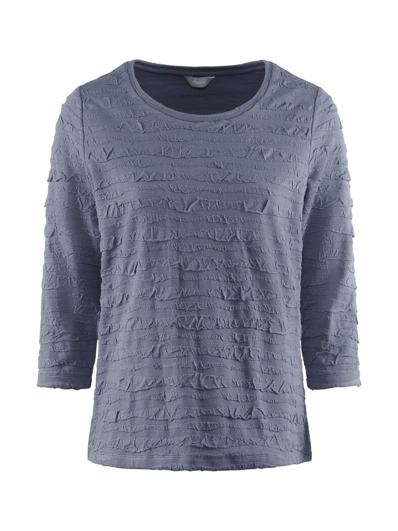 Rundhals-Shirt Strukturmuster Granitblau