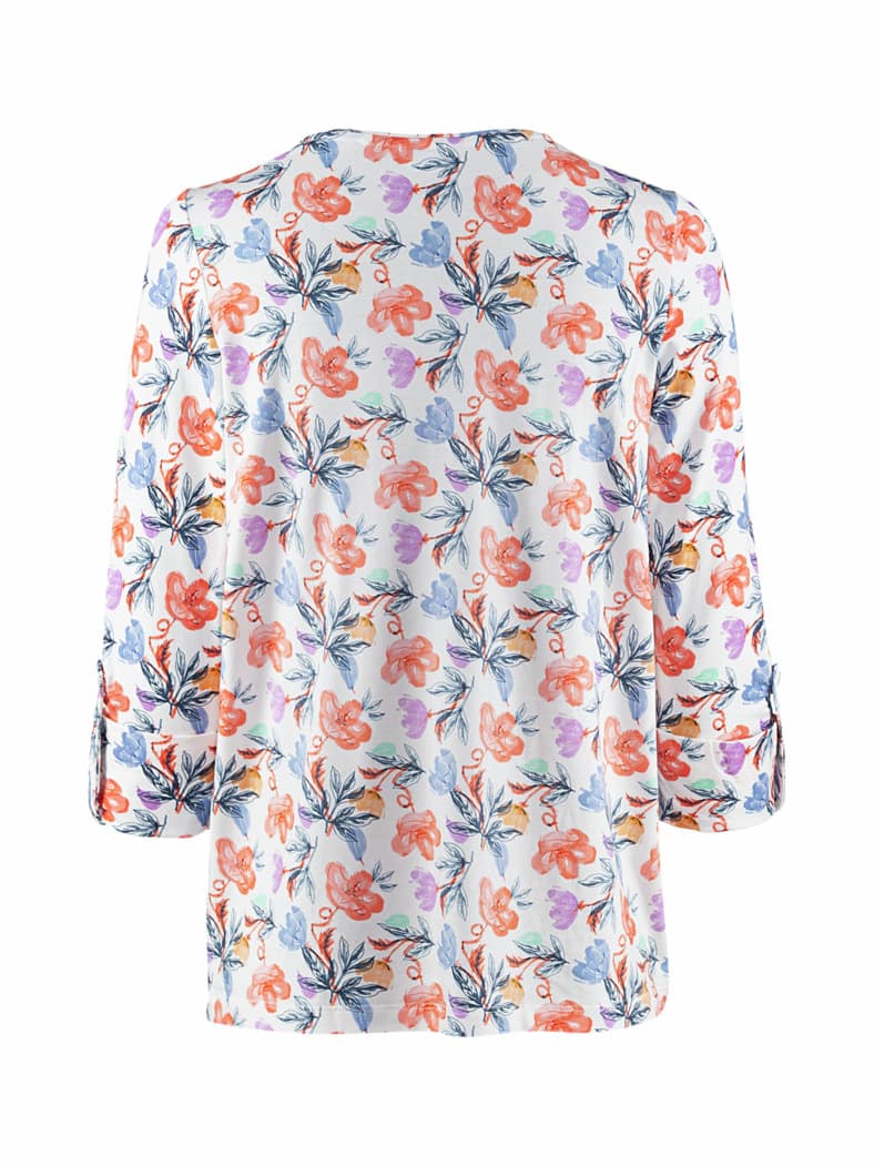 Baumwoll-Modal-Shirt Offwhite geblümt