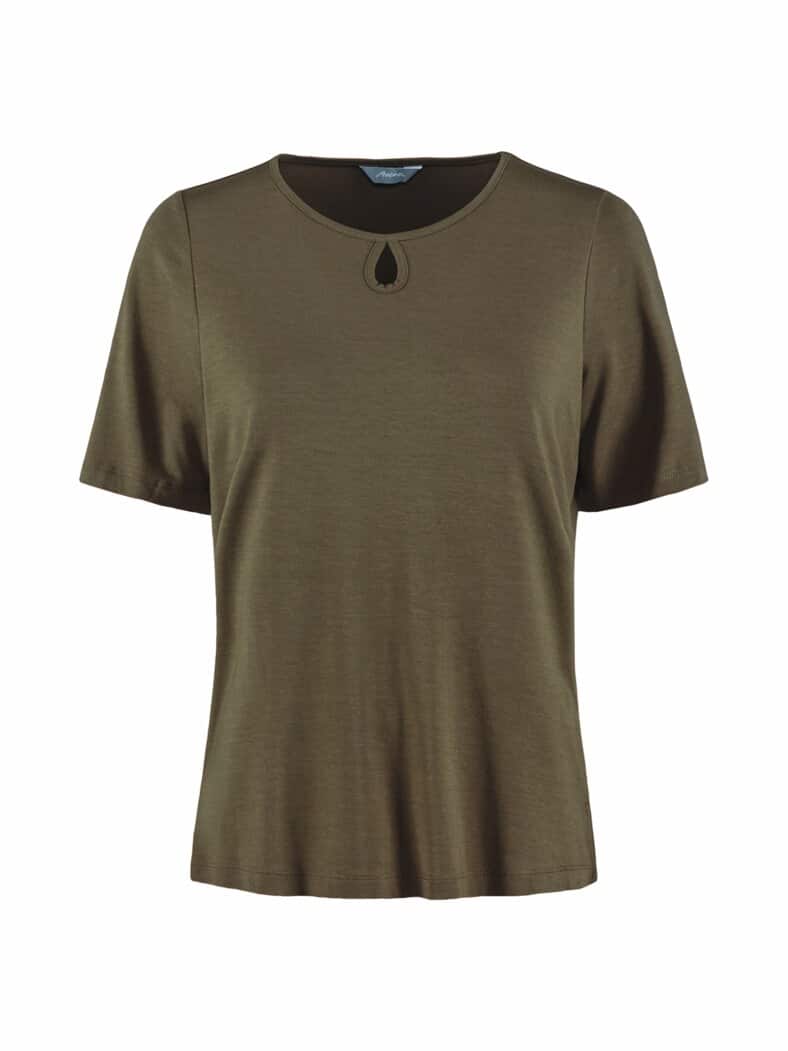 Sommershirt Tropfenausschnitt Khaki