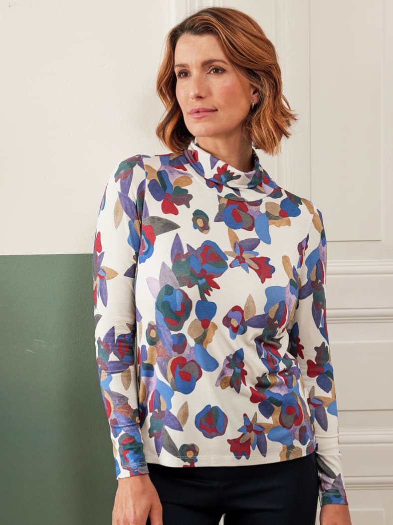 Viskose-Shirt Rollkragen Multicolor