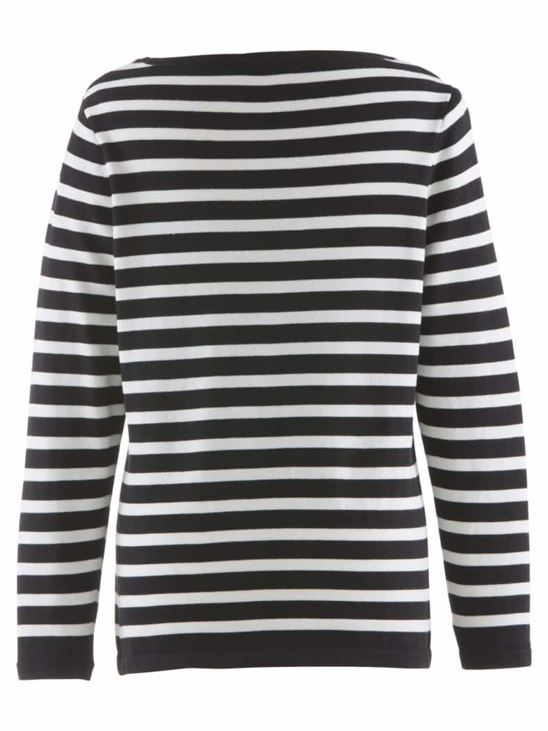 Baumwoll-Pullover Multi-Streifen Schwarz-Weiß