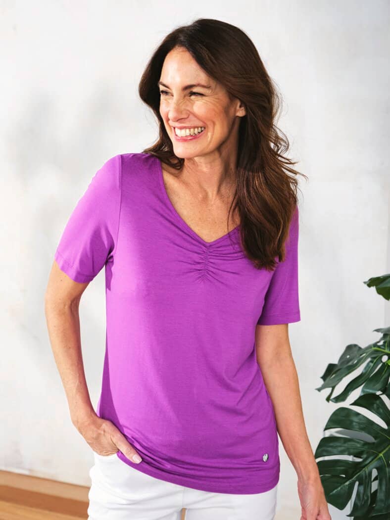 Viskose-Shirt Raffung Lila