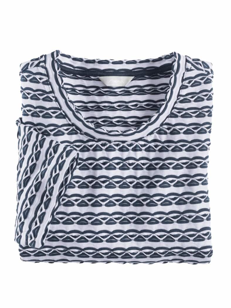 Struktur-Shirt Streifen Marine