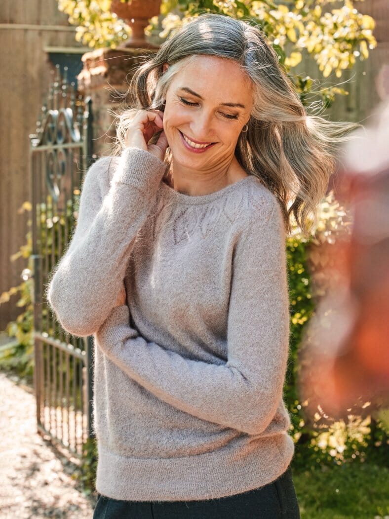 Mohair-Pullover Extraleicht Taupe