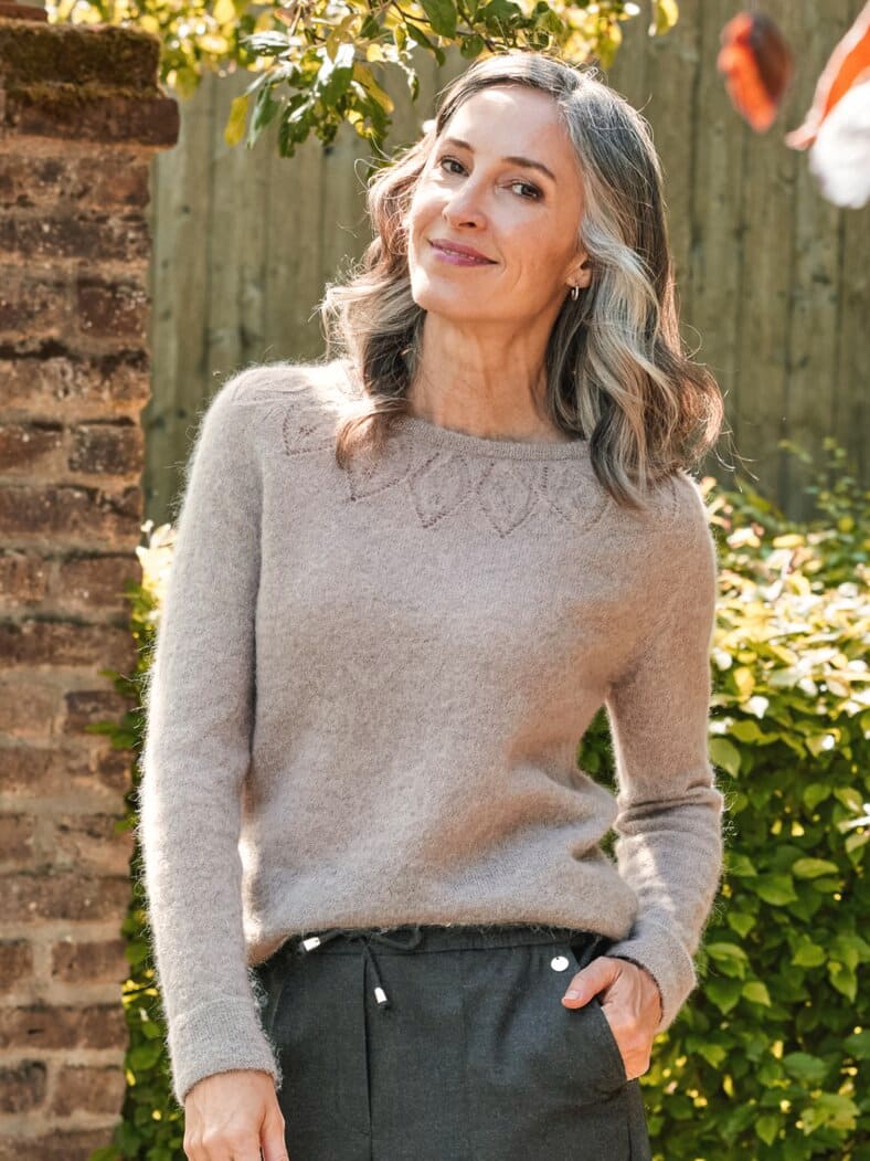 Mohair-Pullover Extraleicht Taupe