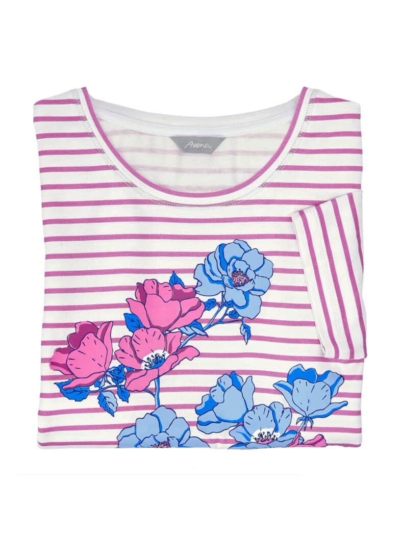 Rundhals-Shirt Viskose-Stretch Krokus-Weiß