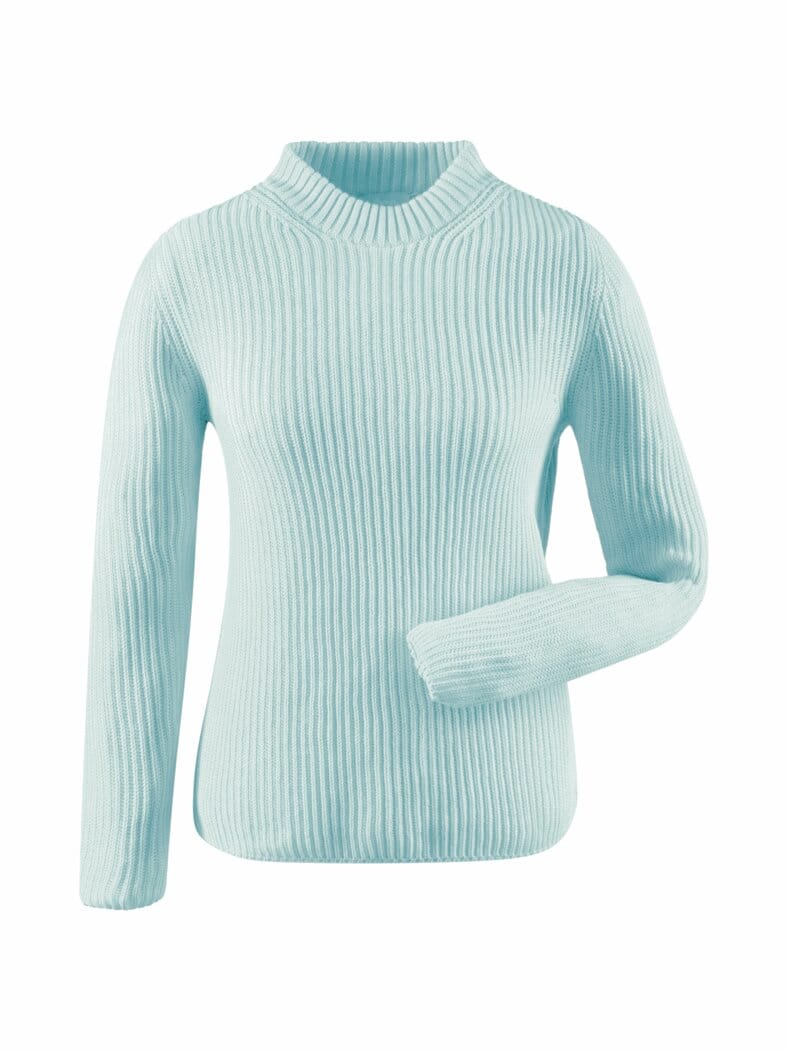 Brioche-Strickpullover Farbeffekt Mint