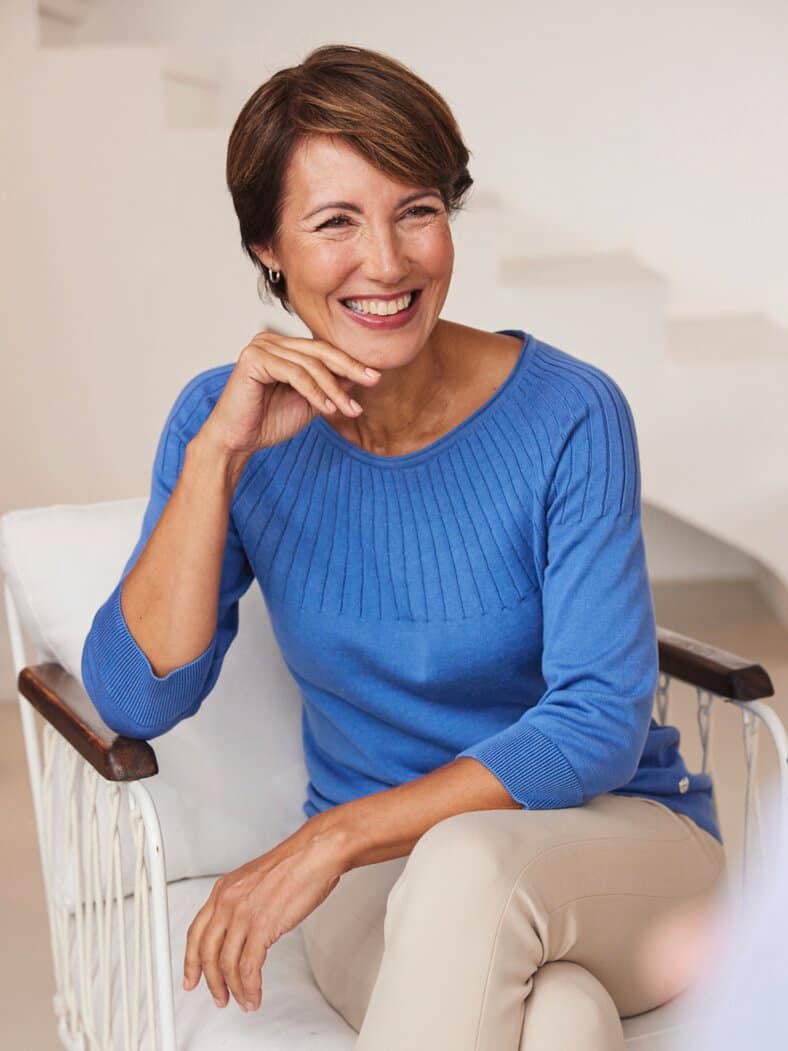 Ripp-Pullover Baumwolle Blau