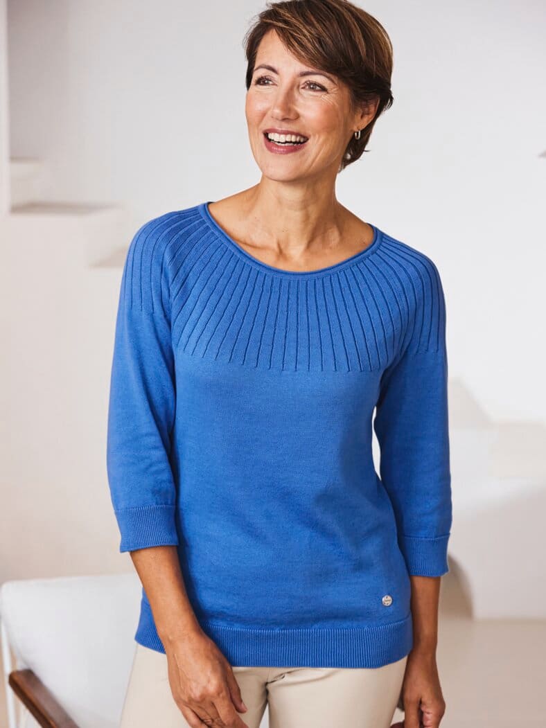 Ripp-Pullover Baumwolle Blau