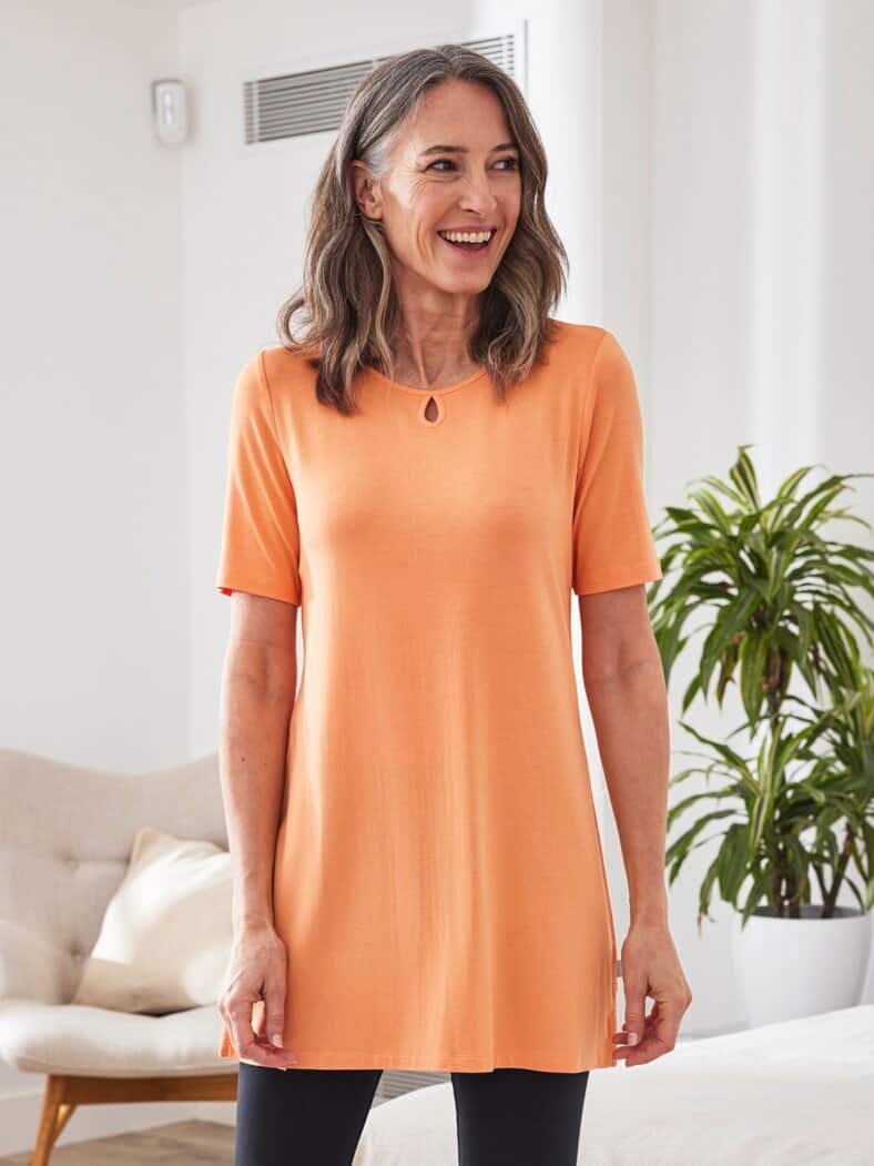 Longshirt Viskose-Jersey Koralle