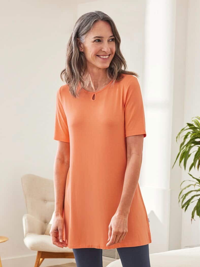 Longshirt Viskose-Jersey Koralle