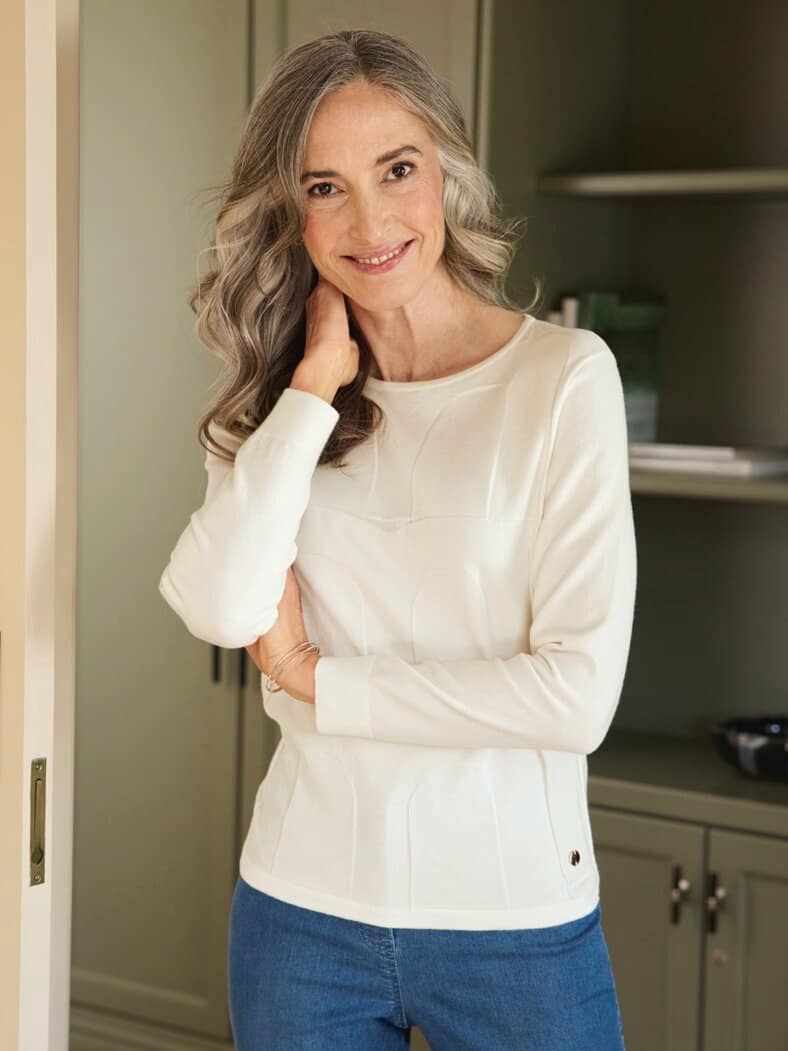 Pullover 3D Optik Offwhite