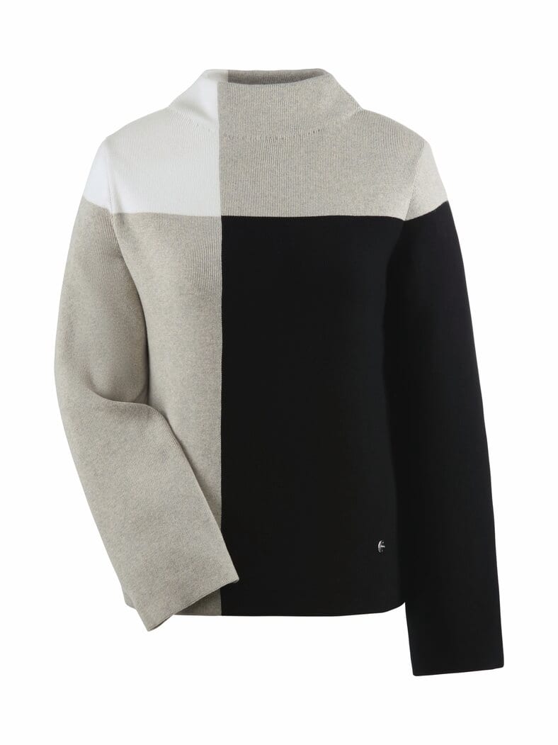 Pullover Color-Blocking Schwarz/Weiß