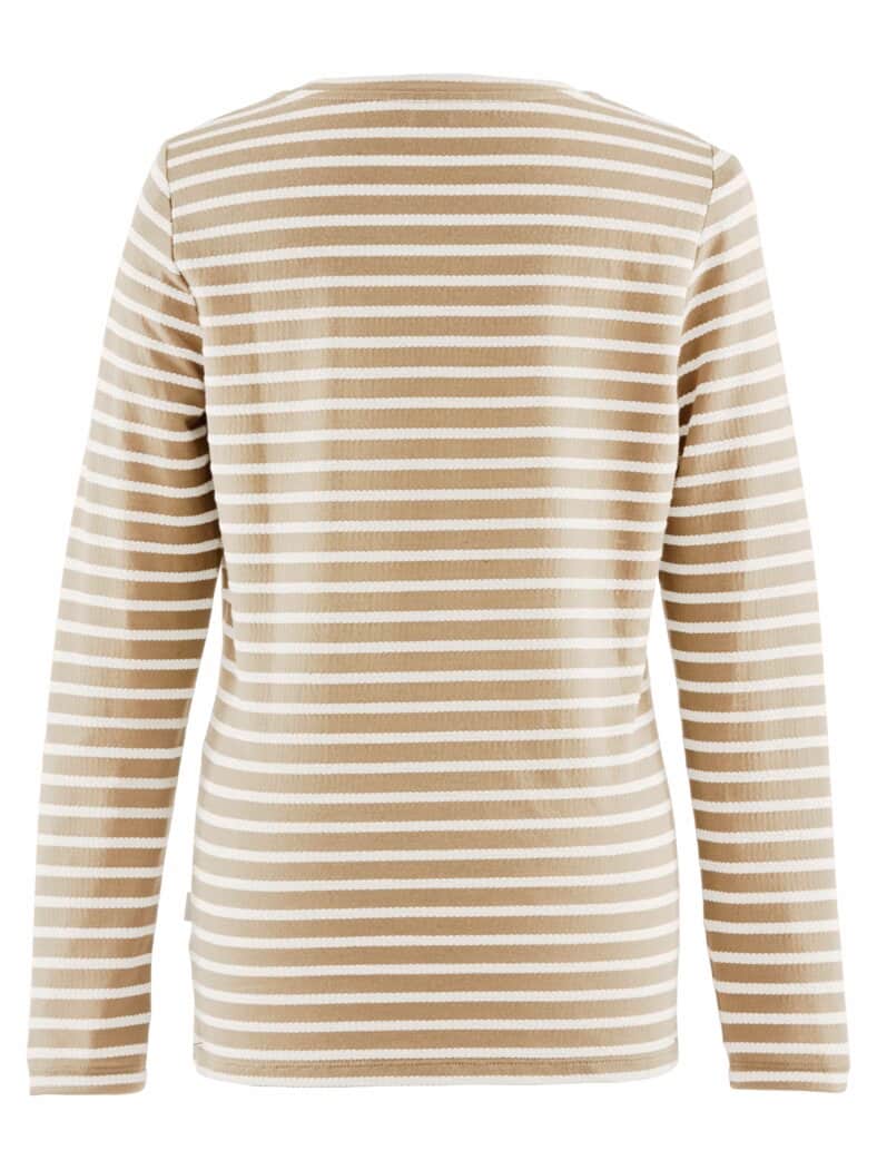 Langarm-Shirt Strukturstreifen Beige-Weiß