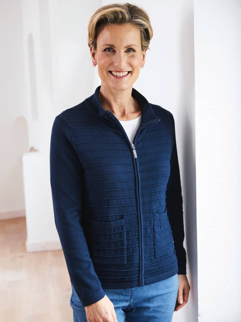 Strickjacke Strukturstrick Marine