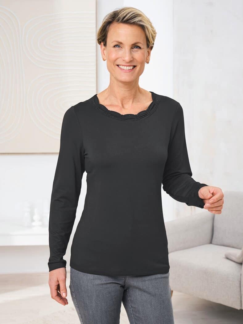 Jersey Shirt Schmucksteine Schwarz