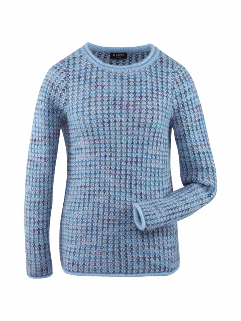 Alpaka-Pullover Rautenstrick Hellblau
