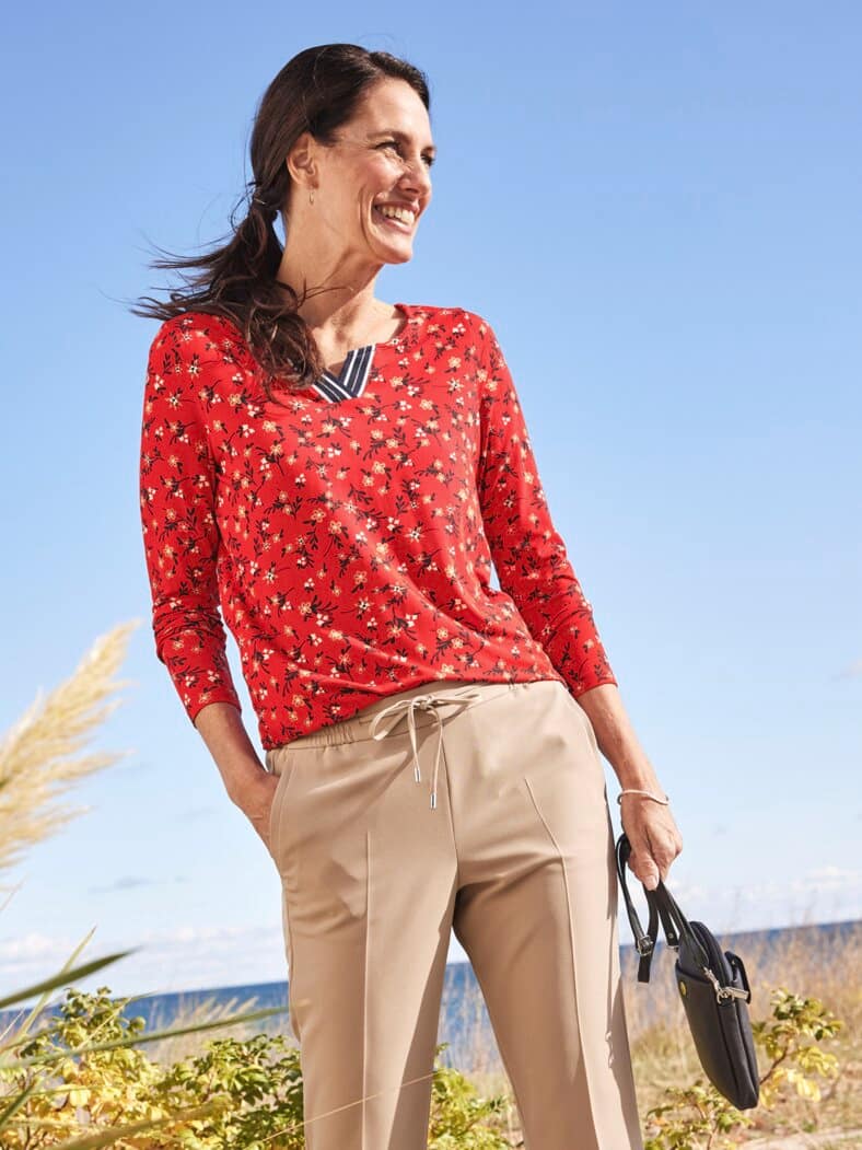 Langarmshirt Millefleur Rot