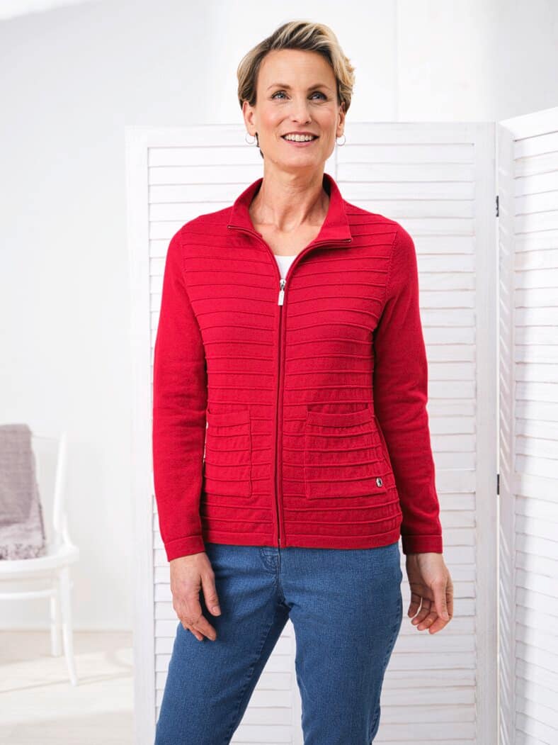 Strickjacke Strukturstrick Rot