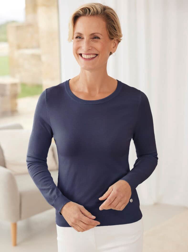 Rundhals-Pullover Supersoft Marine