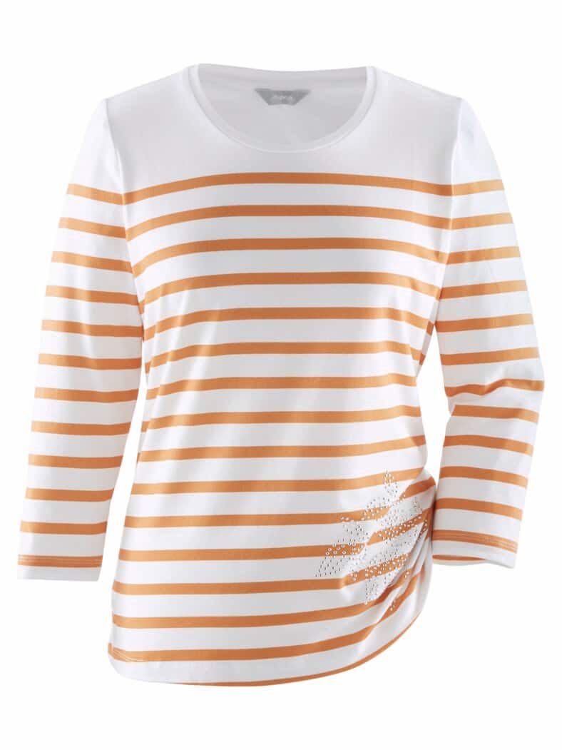 Rundhals-Shirt Streifenmuster Senfgelb gestr.