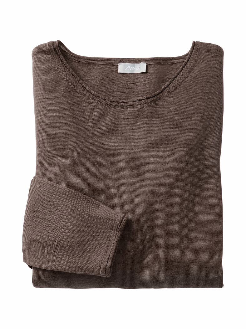 Strick-Pullover Merino extrafein Cappuccino
