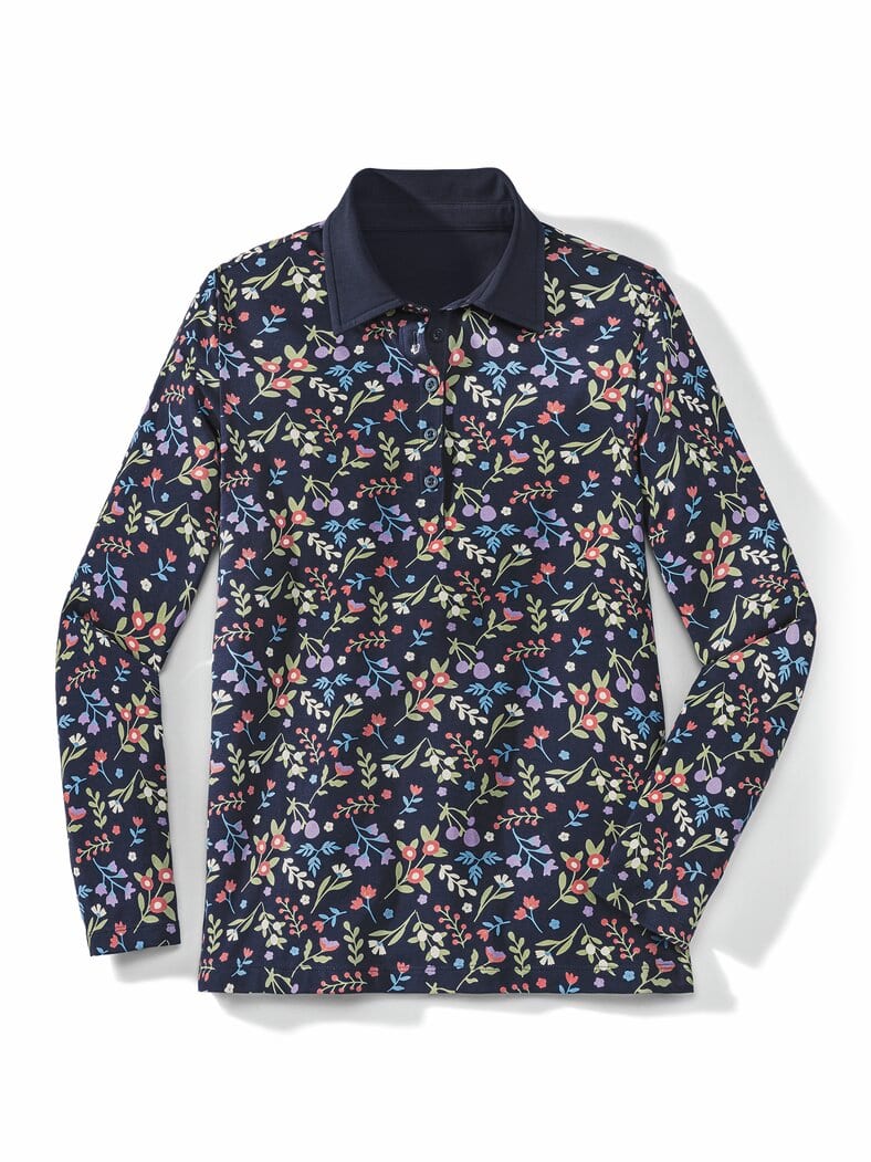 Thermo-Poloshirt Marine gemustert