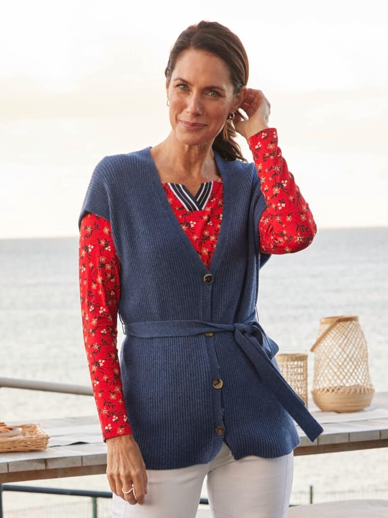 Strick-Weste Kaschmirweich Blau