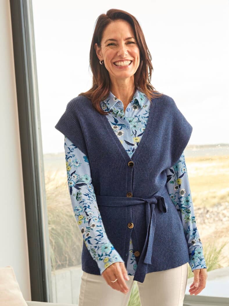 Strick-Weste Kaschmirweich Blau