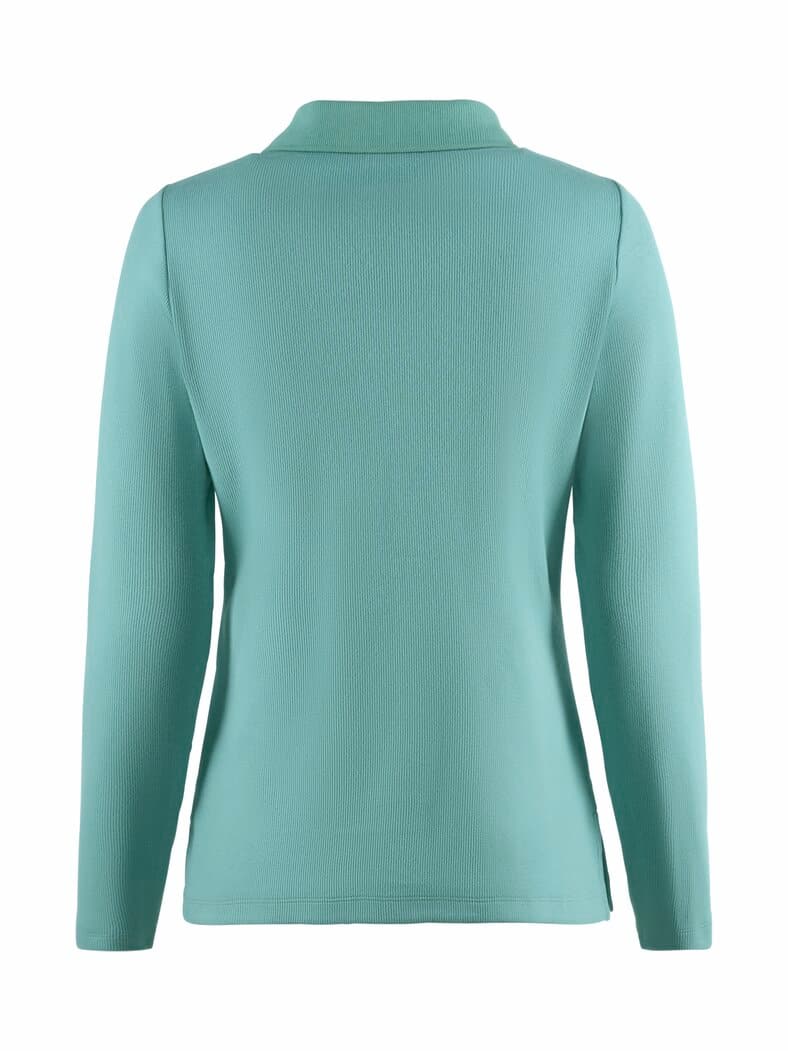 Baumwoll-Ripp-Polo mit Zipper Gletschergrün