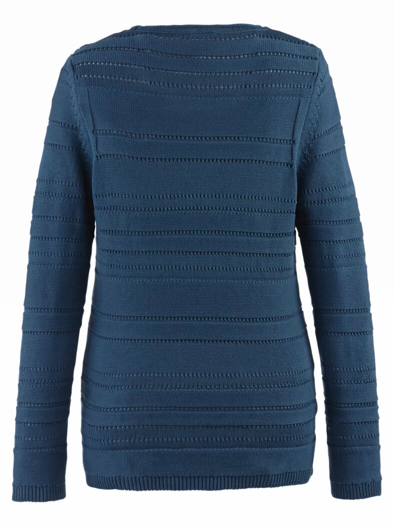 Baumwoll-Pullover Ajour Rauchblau