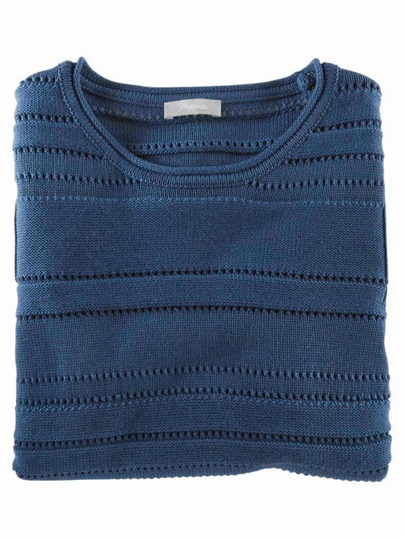 Baumwoll-Pullover Ajour Rauchblau