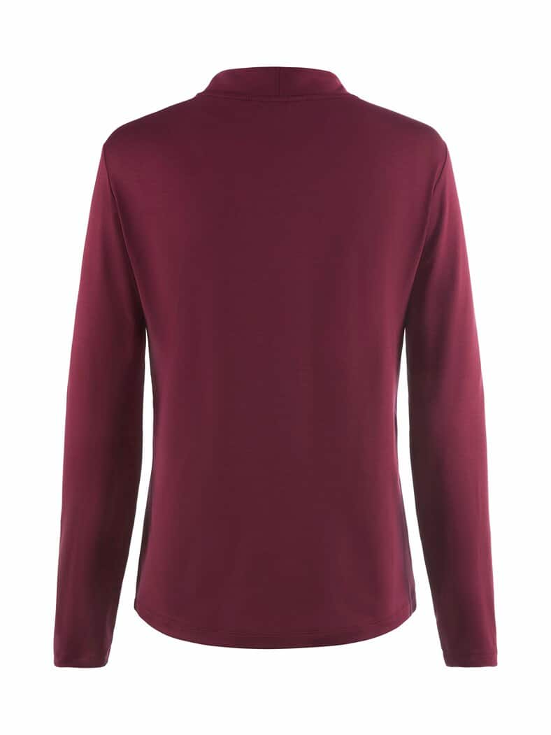 Jersey-Shirt Kelchkragen Bordeaux