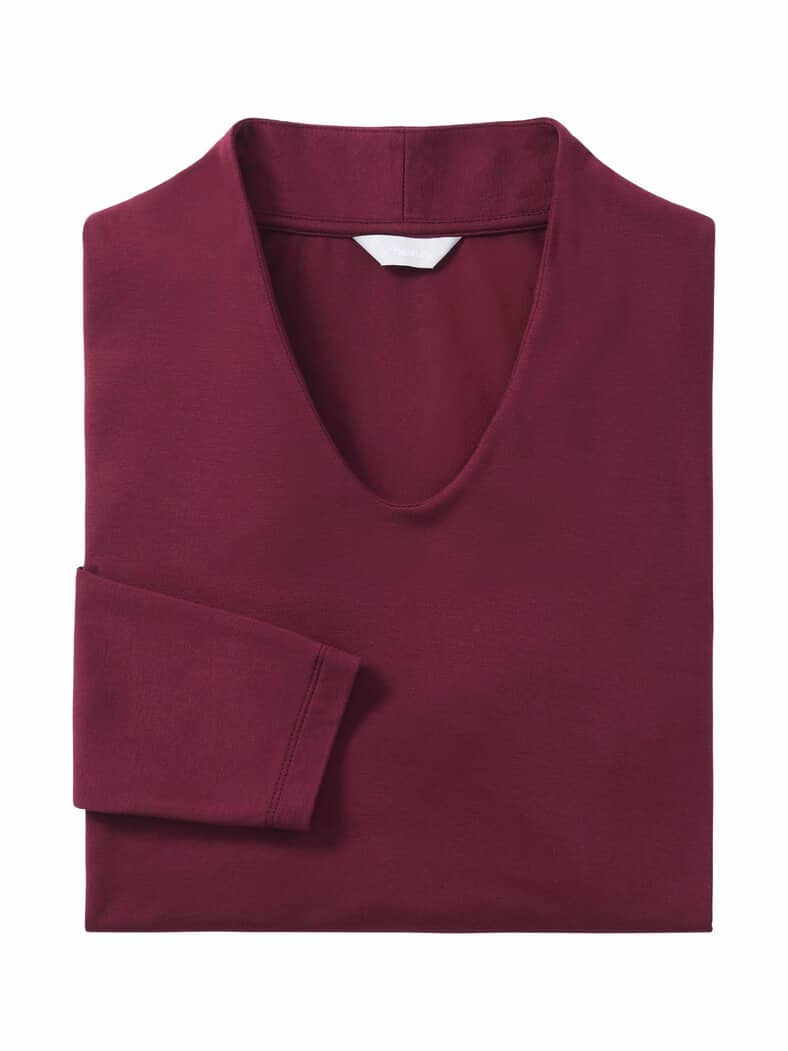 Jersey-Shirt Kelchkragen Bordeaux