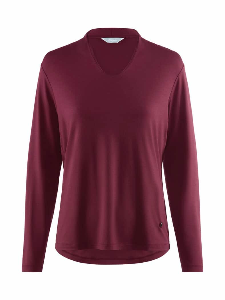 Jersey-Shirt Kelchkragen Bordeaux