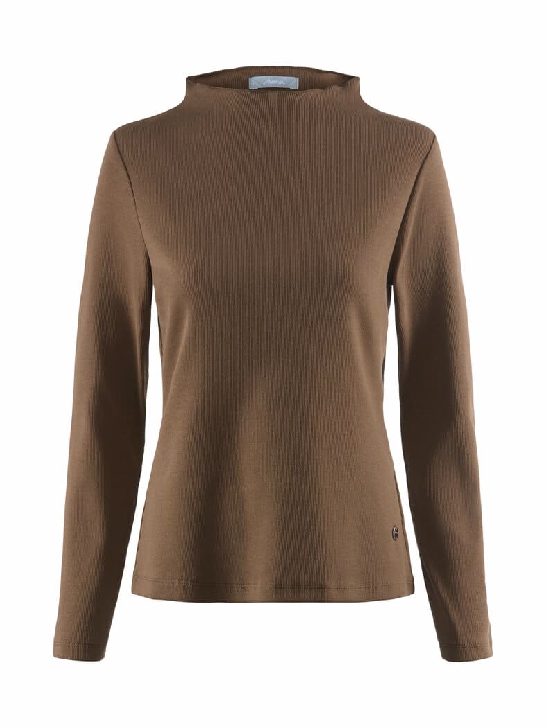 Jersey-Ripp-Shirt Tulpenkragen Schokolade