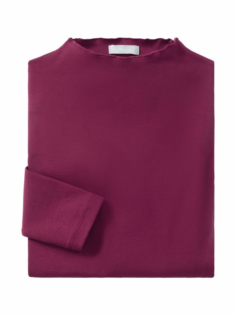 Jersey-Ripp-Shirt Tulpenkragen Beere