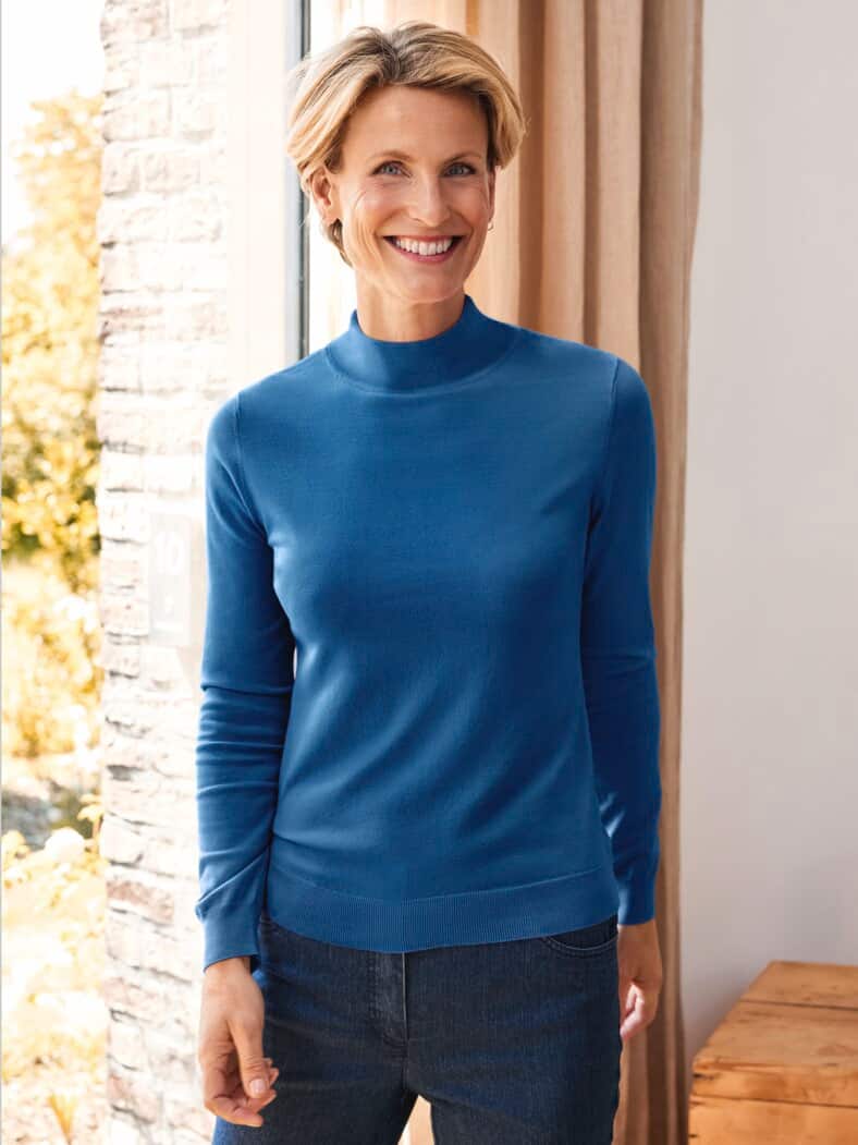 Stehkragen-Pullover Supersoft Royal-Blau