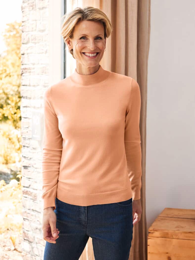 Stehkragen-Pullover Supersoft Pfirsich