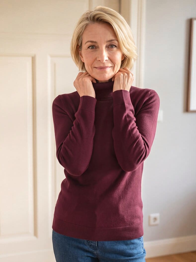 Stehkragen-Pullover Supersoft Bordeaux