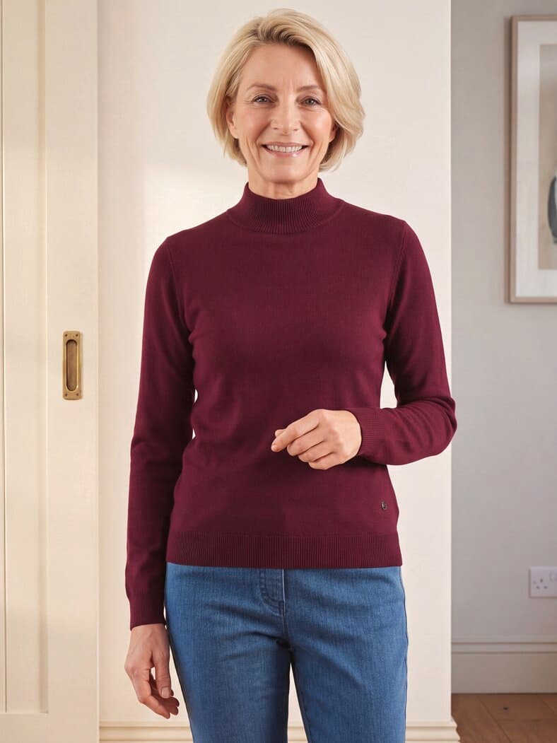Stehkragen-Pullover Supersoft Bordeaux
