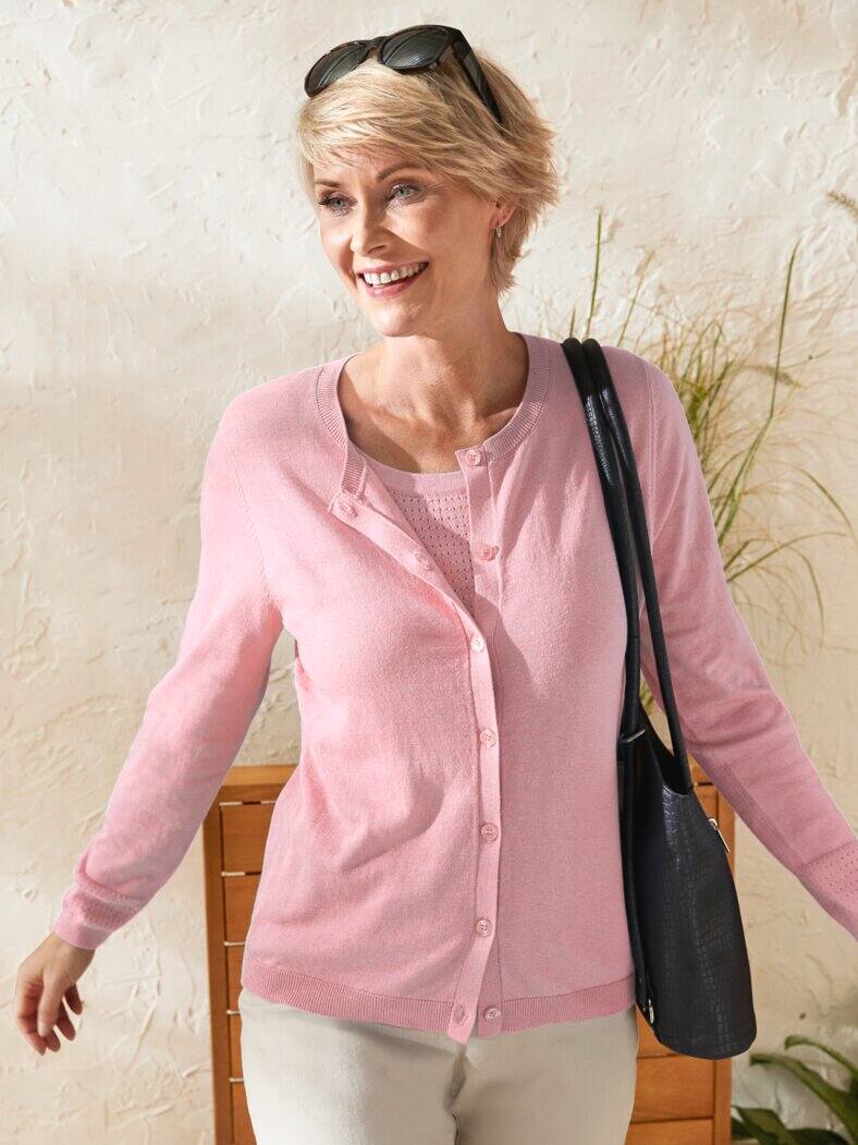 Pullover-Twinset-Optik Seidentraum Rose